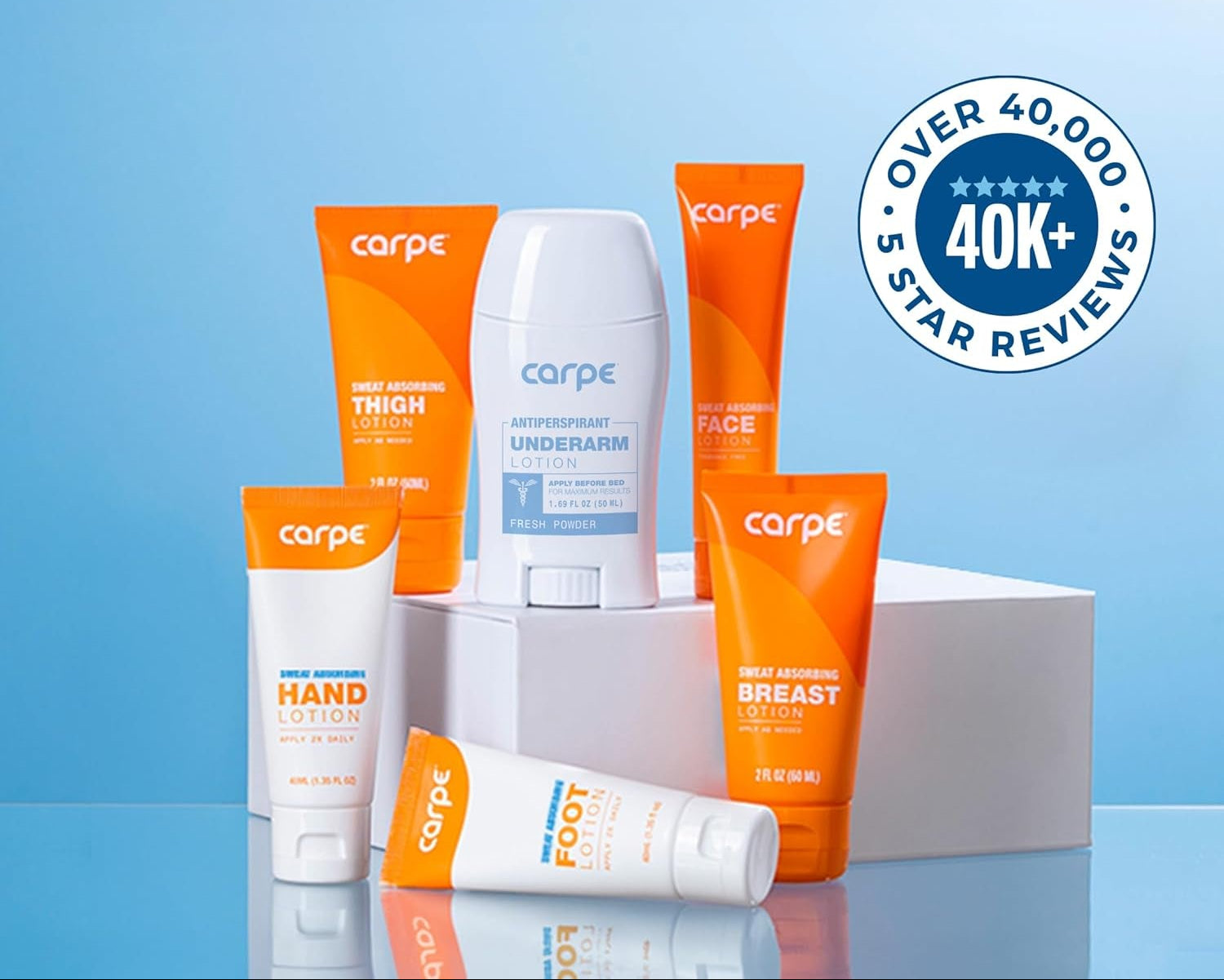 Carpe Sweat Absorbing Foot Lotion, A dermatologist-recommended solution to stop sweaty, smelly feet, Helps prevent blisters, Great for hyperhidrosis - USA IMPORT -