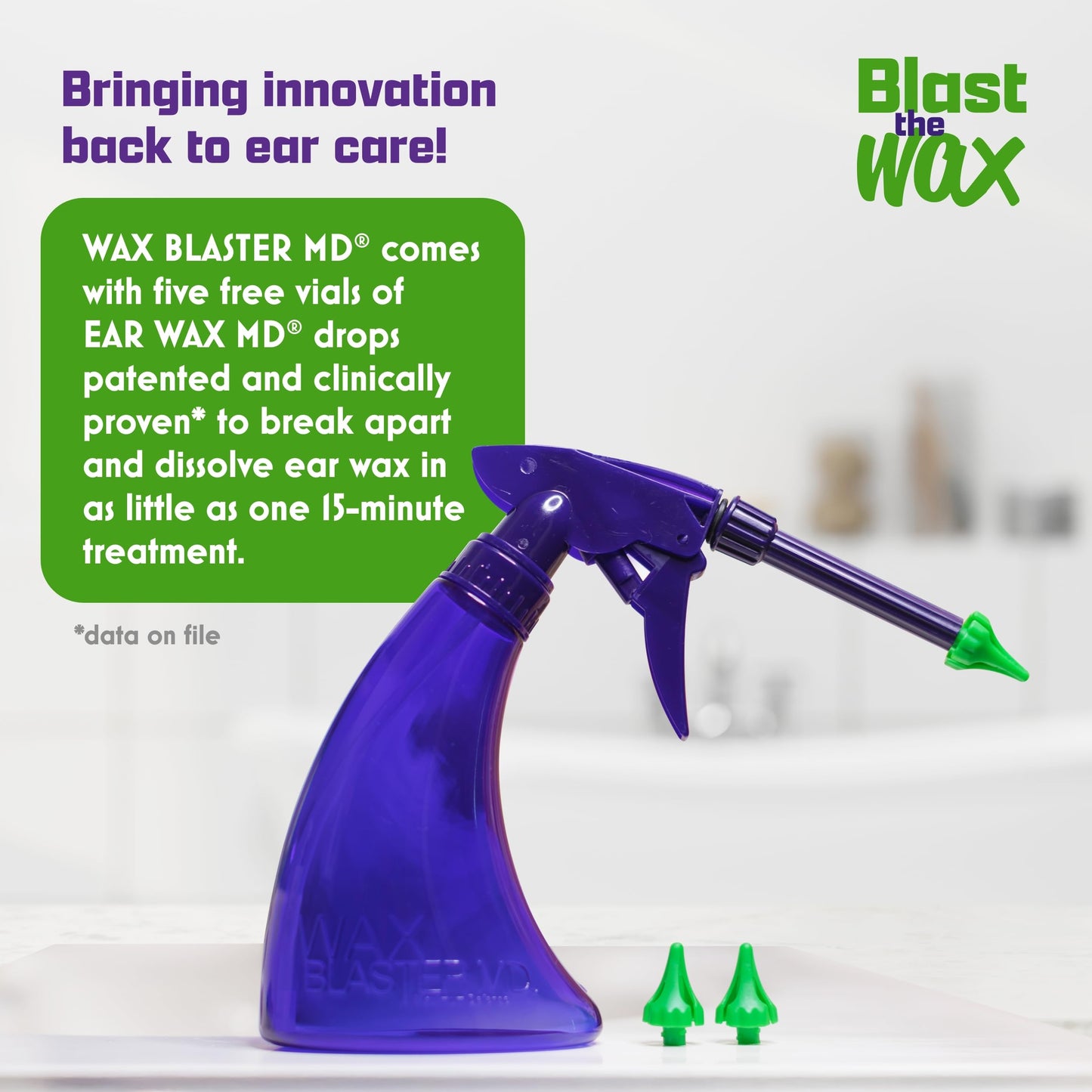 eosera® Wax Blaster MD®- Ear Wax Cleaning System with 5-ct Single Use Vials - Complete Earwax Irrigation Kit for Stubborn and Routine Earwax Cleaning - Clinically Proven Results