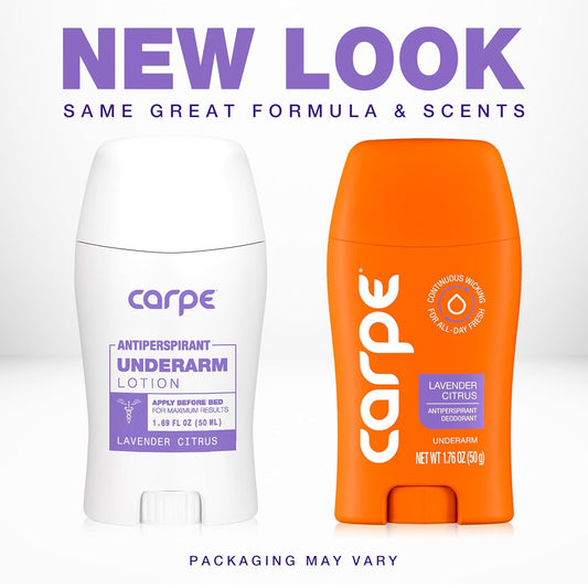 Carpe Underarm Antiperspirant and Deodorant, Clinical strength with Lavender Citrus scent, Combat excessive sweating Stay fresh and dry, Great for hyperhidrosis - USA IMPORT -