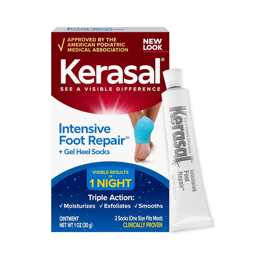 Kerasal Intensive Foot Repair Skin Healing Ointment, 1 Oz and Moisturizing Gel Socks, One Pair (Packaging May Vary) - USA IMPORT -
